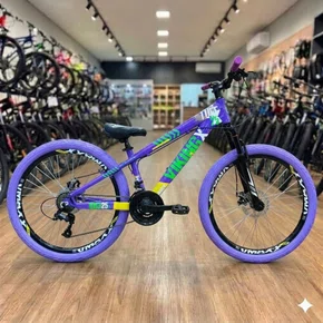 Bicicleta Viking Aro 26 Dirt JTuff25 21V Freio Disco Roxo com Amarelo