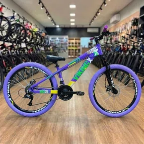 Bicicleta Viking Aro 26 Dirt JTuff25 21V Freio Disco Roxo com Amarelo