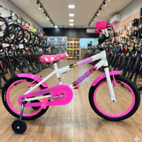 Bicicleta Wendy Aro 16 Feminina com Cesta Branco com Rosa