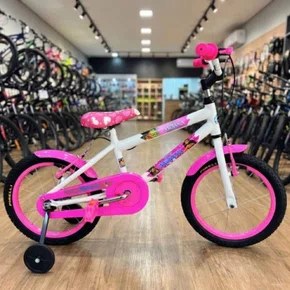 Bicicleta Wendy Aro 16 Feminina com Cesta Branco com Rosa