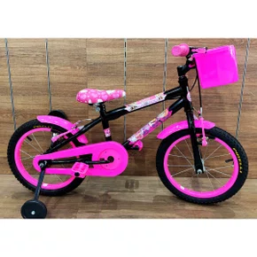 Bicicleta Wendy Aro 16 Feminina com Cesta Preto com Rosa