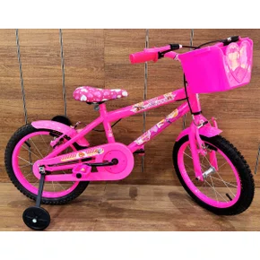 Bicicleta Wendy Aro 16 Feminina com Cesta Rosa Chiclete com Rosa