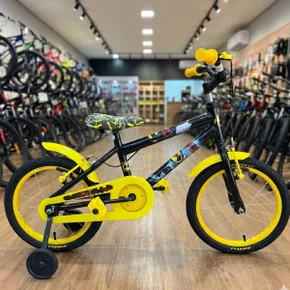 Bicicleta Wendy Aro 16 Masculino Preto com Amarelo