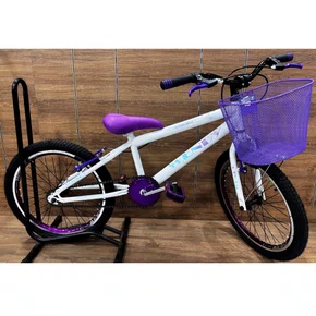 Bicicleta Wendy Aro 20 Feminina Com Cesta Branco com Violeta