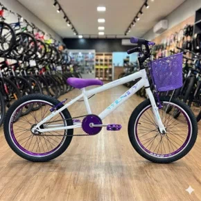 Bicicleta Wendy Aro 20 Feminina Com Cesta Branco com Violeta