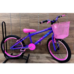 Bicicleta Wendy Aro 20 Feminina Com Cesta Lilás com Rosa