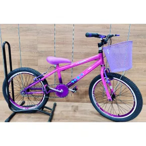 Bicicleta Wendy Aro 20 Feminina Com Cesta Pink com Violeta