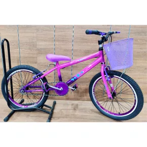 Bicicleta Wendy Aro 20 Feminina Com Cesta Pink com Violeta