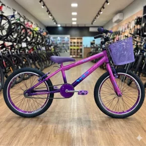 Bicicleta Wendy Aro 20 Feminina Com Cesta Pink com Violeta