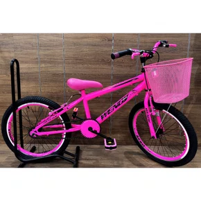Bicicleta Wendy Aro 20 Feminina Com Cesta Rosa Chiclete com Rosa
