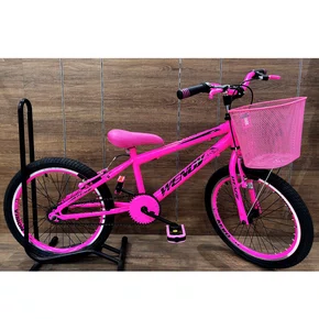 Bicicleta Wendy Aro 20 Feminina Com Cesta Rosa Chiclete com Rosa