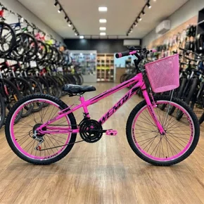 Bicicleta Wendy Aro 20 Feminina Com Cesta Rosa Chiclete com Rosa