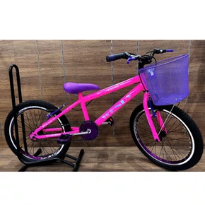 Bicicleta Wendy Aro 20 Feminina Com Cesta Rosa Chiclete com Violeta