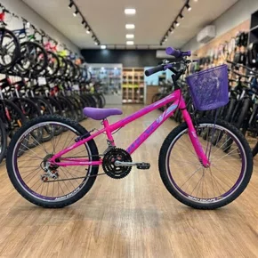 Bicicleta Wendy Aro 20 Feminina Com Cesta Rosa Chiclete com Violeta