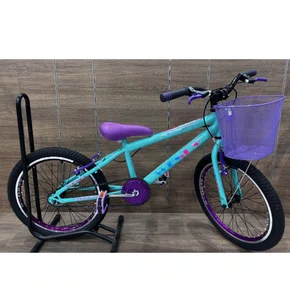 Bicicleta Wendy Aro 20 Feminina Com Cesta Verde Aniz com Violeta