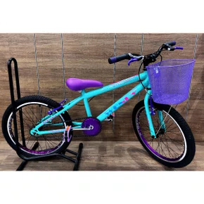 Bicicleta Wendy Aro 20 Feminina Com Cesta Verde Aniz com Violeta