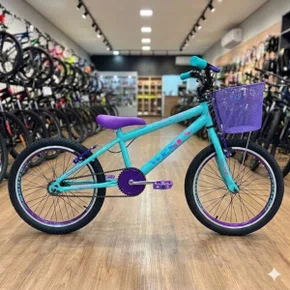 Bicicleta Wendy Aro 20 Feminina Com Cesta Verde Aniz com Violeta