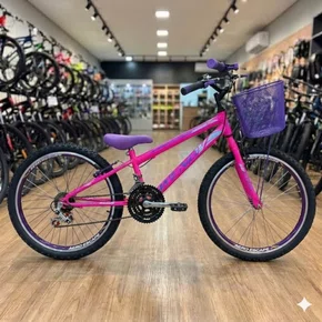 Bicicleta Wendy Aro 24 18M Feminina Com Cesta Rosa Chiclete com Violeta