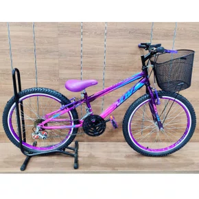Bicicleta Wendy Aro 24 18M Feminina Com Cesta Violeta