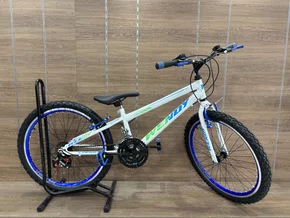 Bicicleta Wendy Aro 24 18M Rebaixado Branco com Azul