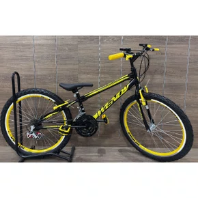Bicicleta Wendy Aro 24 18M Rebaixado Preto com Amarelo