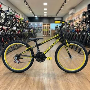 Bicicleta Wendy Aro 24 18M Rebaixado Preto com Amarelo