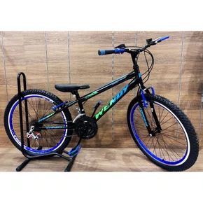Bicicleta Wendy Aro 24 18M Rebaixado Preto com Azul