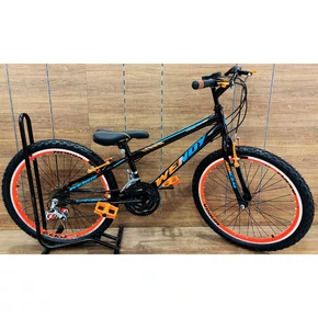 Bicicleta Wendy Aro 24 18M Rebaixado Preto com Laranja