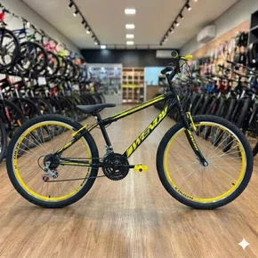 Bicicleta Wendy Aro 26 18 Marchas Rebaixado Preto com Amarelo