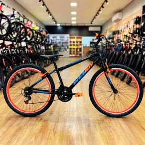 Bicicleta Wendy Aro 26 18 Marchas Rebaixado Preto com Laranja