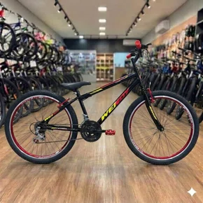 Bicicleta Wendy Aro 26 18 Marchas Rebaixado Preto com Vermelho