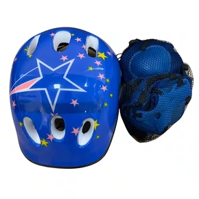 Kit Proteção Infantil Capacete Joelheira Cotoveleira Azul