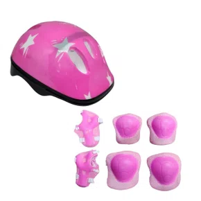 Kit Proteção Infantil Capacete Joelheira Cotoveleira Rosa