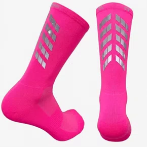 Meia Ciclismo Fabrica De Meias FMCL043 Refletiva Rosa Neon Tam 34/39