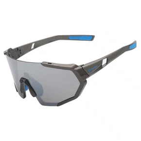 Oculos Ciclismo Elleven EL56 UV400 Grafite com Azul e Lente Fumê