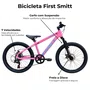 Bicicleta First Aro 20 Smitt Juvenil 7v Freio Disco Rosa Chiclete com Azul