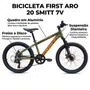 Bicicleta First Aro 20 Smitt Juvenil 7v Freio Disco Verde Militar Com Laranja
