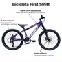Bicicleta First Aro 20 Smitt Juvenil 7v Freio Disco Violeta com Branco