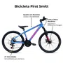Bicicleta First Aro 24 Smitt Juvenil 21v Freio Disco Azul com Rosa Tam 13,5