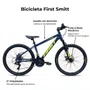 Bicicleta First Aro 24 Smitt Juvenil 21v Freio Disco Azul Galaxy com Amarelo tam 13,5