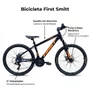 Bicicleta First Aro 24 Smitt Juvenil 21v Freio Disco Grafite com Laranja e Preto tam 13,5