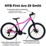 Bicicleta First Aro 29 Smitt Feminina 21v Freio Disco Rosa Chiclete com Azul Tam 17,5