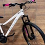 Bicicleta GTA Aro 29 Start Feminina 21v Freio Disco Branco com Cinza e Rosa tam 15,5