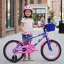Bicicleta Wendy Aro 16 Feminina com Cesta Lilás com Rosa