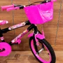 Bicicleta Wendy Aro 16 Feminina com Cesta Preto com Rosa