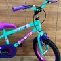 Bicicleta Wendy Aro 16 Feminina com Cesta Verde Aniz com Violeta