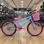 Bicicleta Wendy Aro 20 Feminina Com Cesta Azul Bebe com Rosa