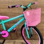 Bicicleta Wendy Aro 20 Feminina Com Cesta Verde Aniz com Rosa