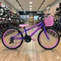 Bicicleta Wendy Aro 24 18M Feminina Com Cesta Lilás com Rosa