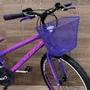 Bicicleta Wendy Aro 24 18M Feminina Com Cesta Lilás com Violeta